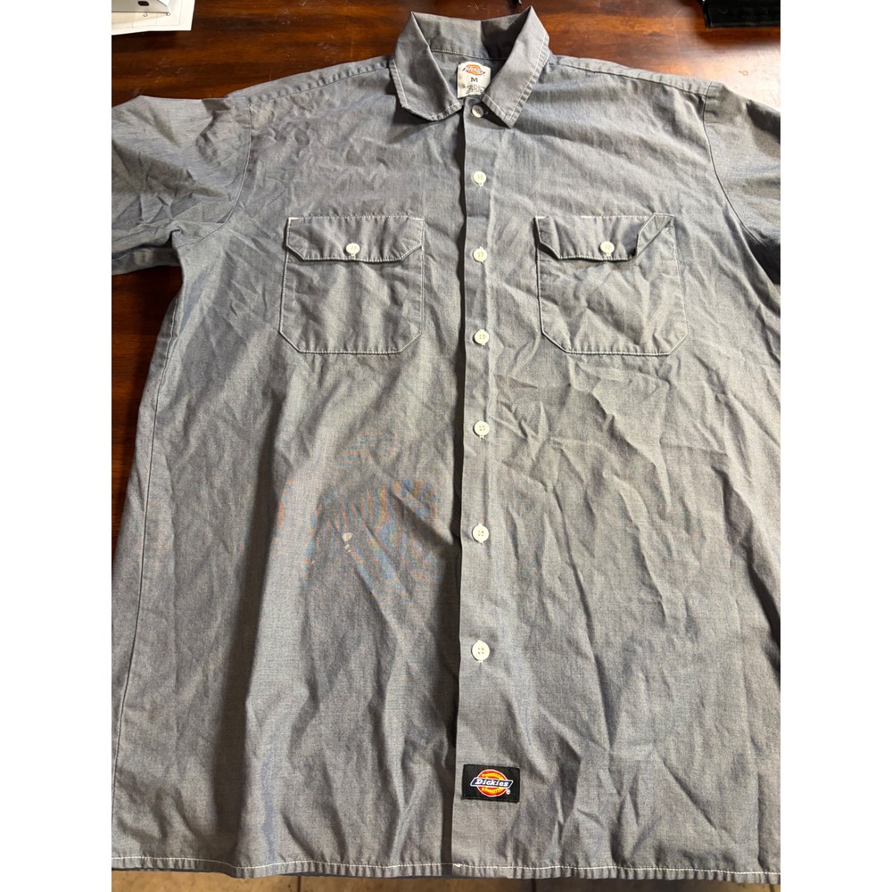 Dickies Mens Short Sleeve Button Down Work Shirt Blue Medium RN20697 CA01095